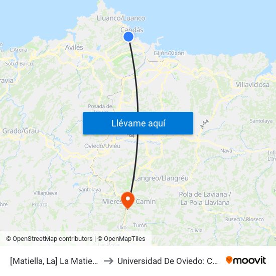 [Matiella, La]  La Matiella [Cta 06118] to Universidad De Oviedo: Campus De Mieres map