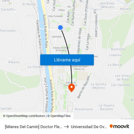 [Mieres Del Camín]  Doctor Fleming - Fuente Del Vasco [Cta 06123] to Universidad De Oviedo: Campus De Mieres map