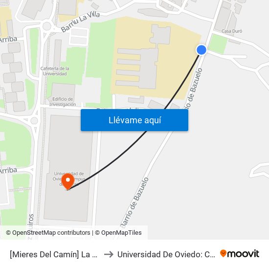 [Mieres Del Camín]  La Villa [Cta 06125] to Universidad De Oviedo: Campus De Mieres map