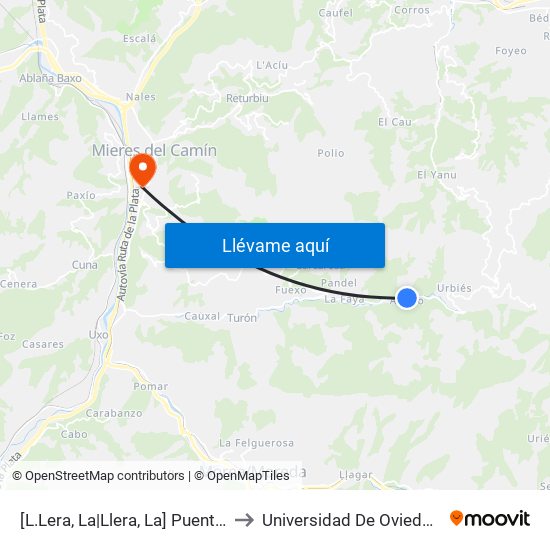 [L.Lera, La|Llera, La]  Puente La L.Lera [Cta 06160] to Universidad De Oviedo: Campus De Mieres map