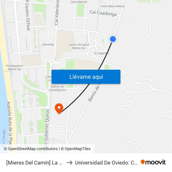[Mieres Del Camín]  La Villa [Cta 06169] to Universidad De Oviedo: Campus De Mieres map