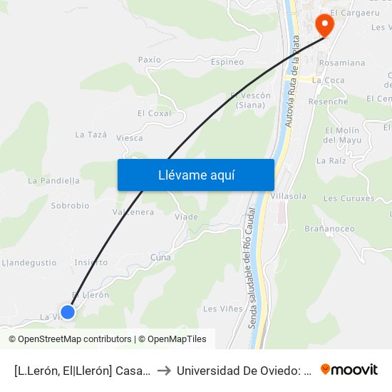 [L.Lerón, El|Llerón]  Casaviedra [Cta 06179] to Universidad De Oviedo: Campus De Mieres map