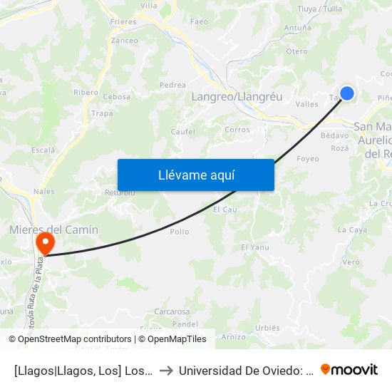 [Llagos|Llagos, Los]  Los Lagos [Cta 09201] to Universidad De Oviedo: Campus De Mieres map