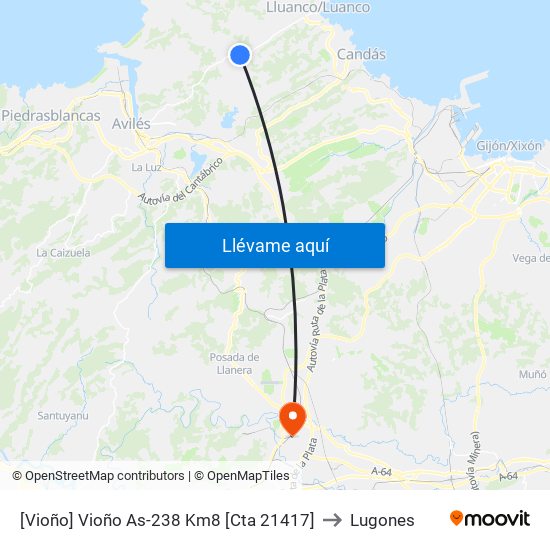 [Vioño]  Vioño As-238 Km8 [Cta 21417] to Lugones map