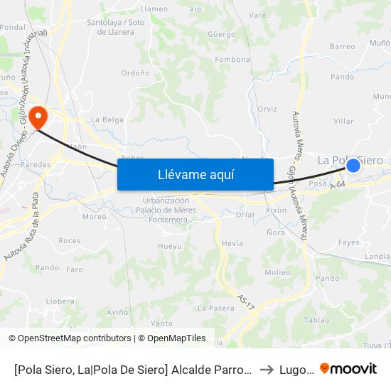 [Pola Siero, La|Pola De Siero]  Alcalde Parrondo [Cta 17241] to Lugones map