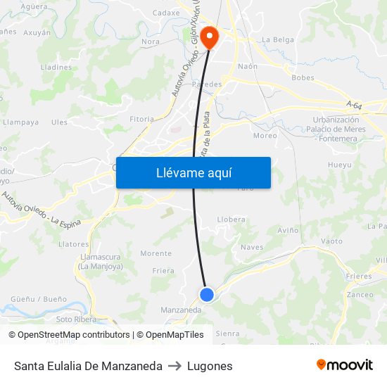 Santa Eulalia De Manzaneda to Lugones map