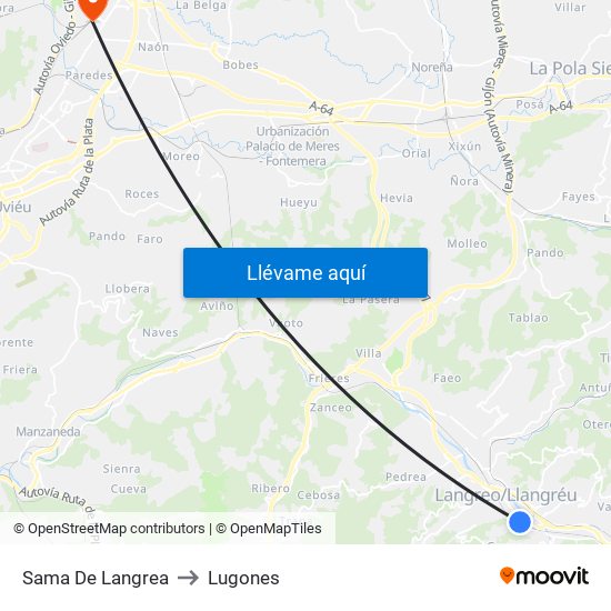 Sama De Langrea to Lugones map