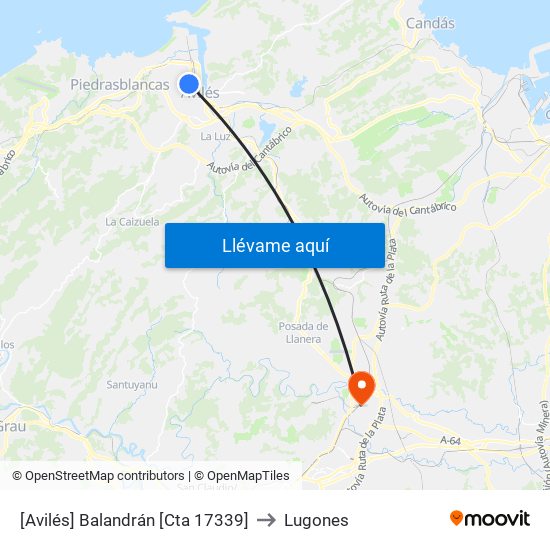 [Avilés]  Balandrán [Cta 17339] to Lugones map