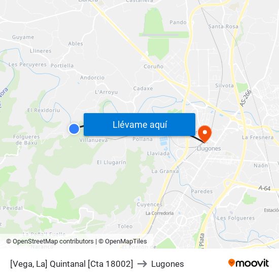 [Vega, La]  Quintanal [Cta 18002] to Lugones map