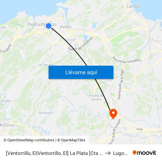 [Ventorrillu, El|Ventorrillo, El]  La Plata [Cta 18200] to Lugones map