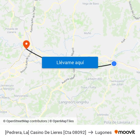 [Pedrera, La]  Casino De Lieres [Cta 08092] to Lugones map
