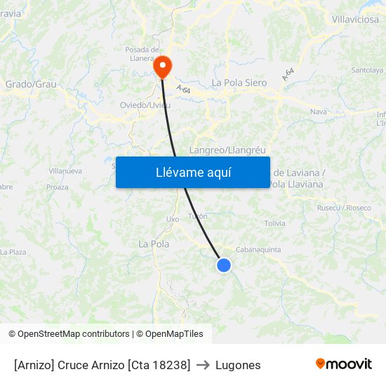 [Arnizo]  Cruce Arnizo [Cta 18238] to Lugones map