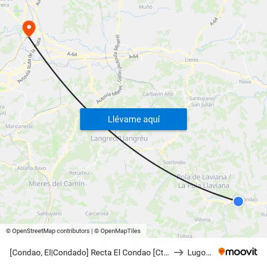 [Condao, El|Condado]  Recta El Condao [Cta 18298] to Lugones map