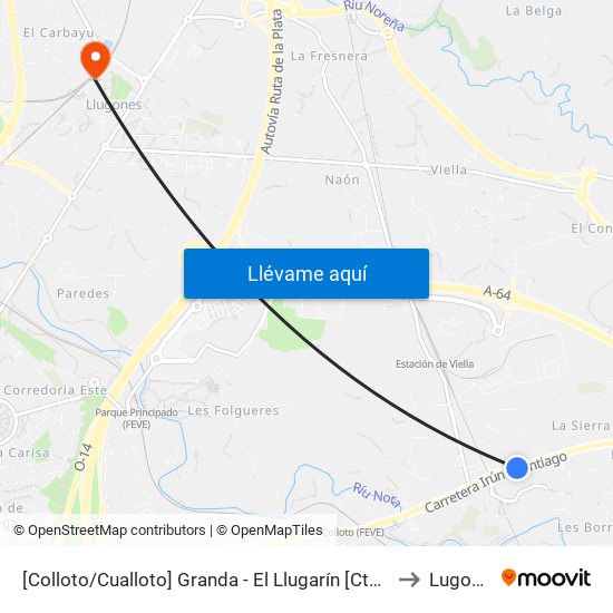 [Colloto/Cualloto]  Granda - El Llugarín [Cta 20778] to Lugones map