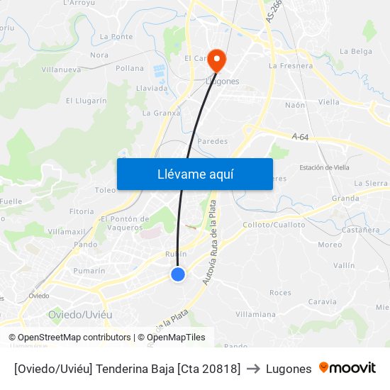 [Oviedo/Uviéu]  Tenderina Baja [Cta 20818] to Lugones map
