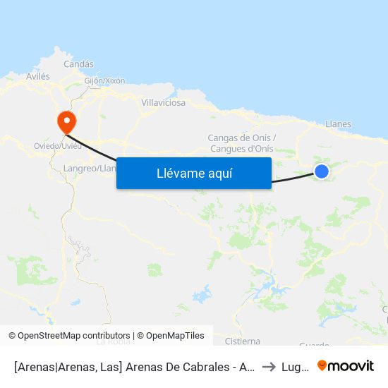 [Arenas|Arenas, Las]  Arenas De Cabrales - Aparcamiento [Cta 20840] to Lugones map