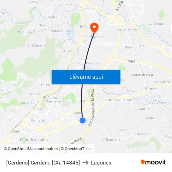 [Cerdeño]  Cerdeño [Cta 14845] to Lugones map