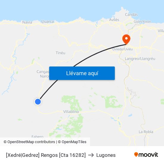 [Xedré|Gedrez]  Rengos [Cta 16282] to Lugones map