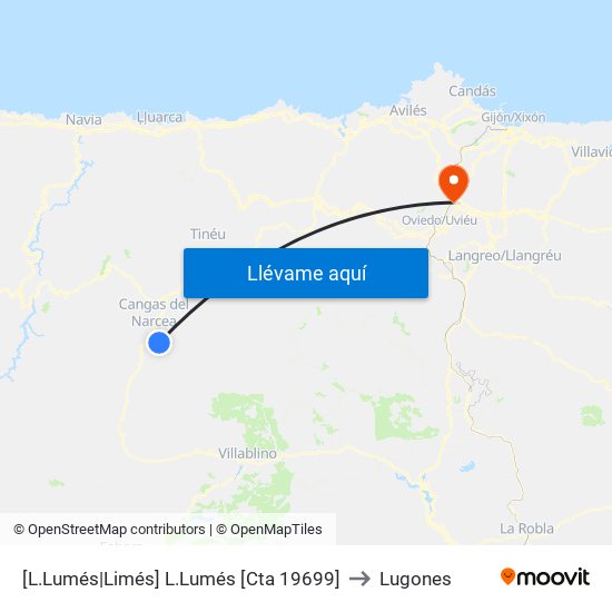 [L.Lumés|Limés]  L.Lumés [Cta 19699] to Lugones map