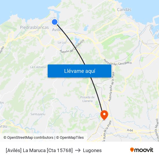 [Avilés]  La Maruca [Cta 15768] to Lugones map