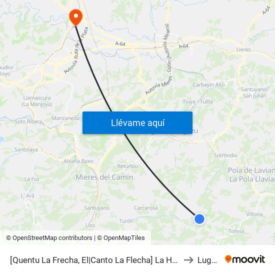 [Quentu La Frecha, El|Canto La Flecha]  La Hueria 2 [Cta 21338] to Lugones map