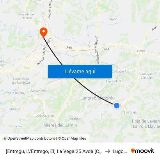 [Entregu, L'/Entrego, El]  La Vega 25 Avda [Cta 00436] to Lugones map