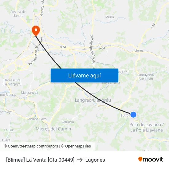 [Blimea]  La Venta [Cta 00449] to Lugones map