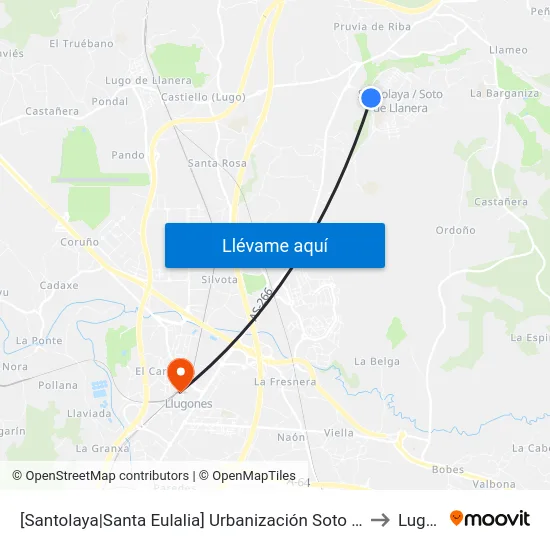 [Santolaya|Santa Eulalia]  Urbanización Soto De Llanera [Cta 00755] to Lugones map