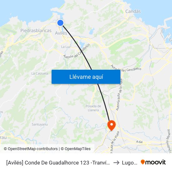 [Avilés]  Conde De Guadalhorce 123 -Tranvía [Cta 01042] to Lugones map