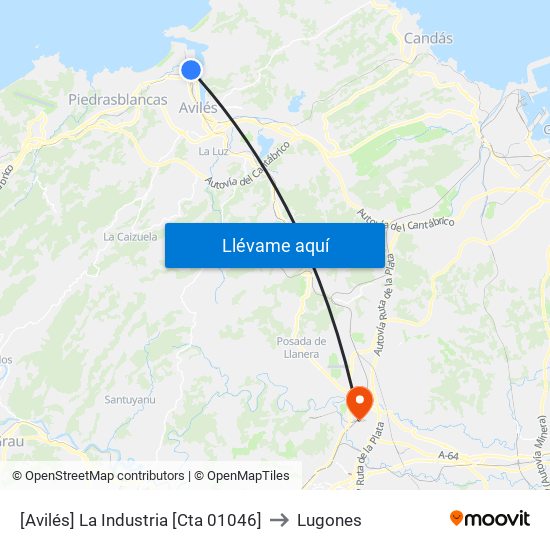 [Avilés]  La Industria [Cta 01046] to Lugones map