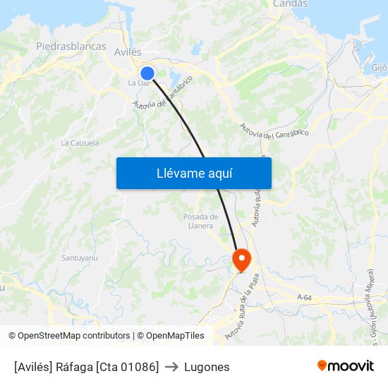 [Avilés]  Ráfaga [Cta 01086] to Lugones map