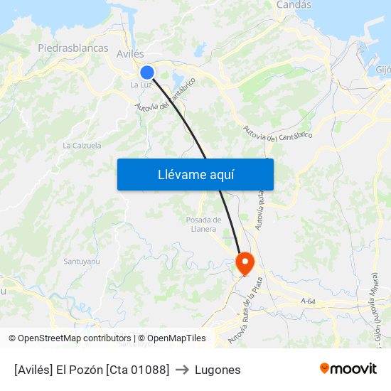 [Avilés]  El Pozón [Cta 01088] to Lugones map