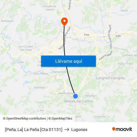 [Peña, La]  La Peña [Cta 01131] to Lugones map