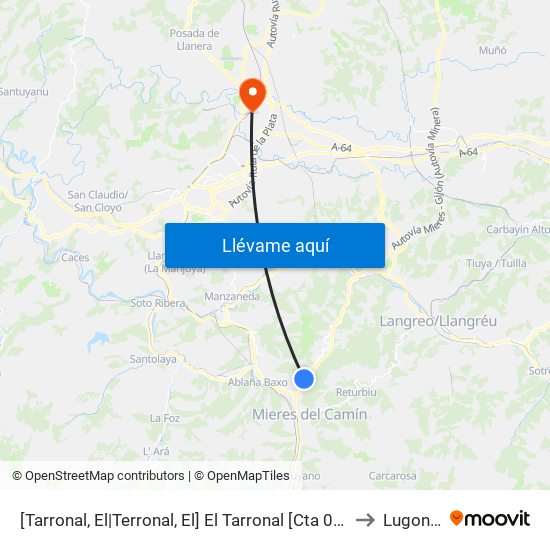[Tarronal, El|Terronal, El]  El Tarronal [Cta 01132] to Lugones map