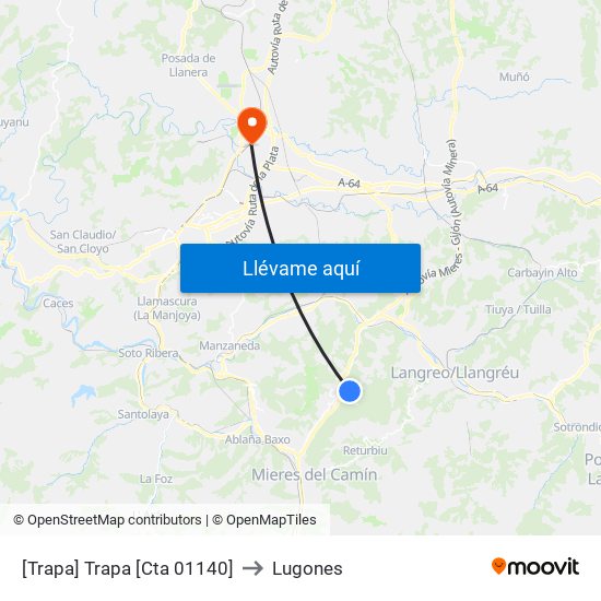 [Trapa]  Trapa [Cta 01140] to Lugones map