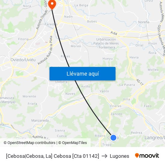 [Cebosa|Cebosa, La]  Cebosa [Cta 01142] to Lugones map