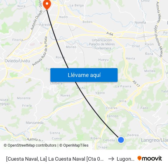 [Cuesta Naval, La]  La Cuesta Naval [Cta 01146] to Lugones map