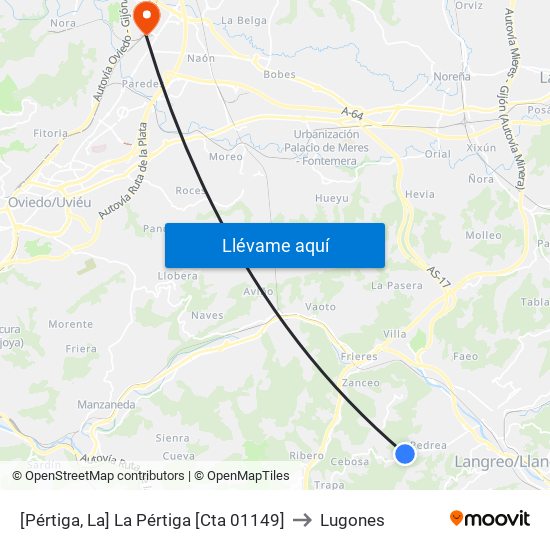 [Pértiga, La]  La Pértiga [Cta 01149] to Lugones map