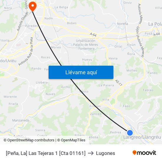 [Peña, La]  Las Tejeras 1 [Cta 01161] to Lugones map