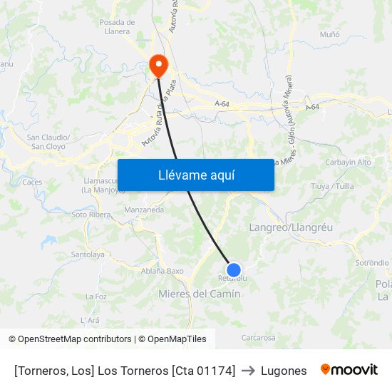 [Torneros, Los]  Los Torneros [Cta 01174] to Lugones map