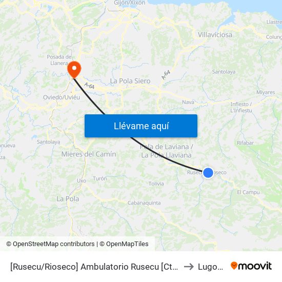 [Rusecu/Rioseco]  Ambulatorio Rusecu [Cta 01285] to Lugones map