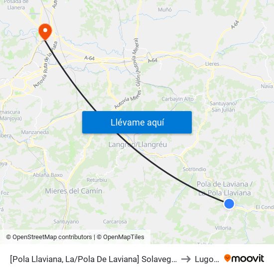[Pola Llaviana, La/Pola De Laviana]  Solavega [Cta 01292] to Lugones map