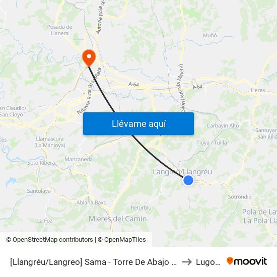 [Llangréu/Langreo]  Sama - Torre De Abajo [Cta 01295] to Lugones map