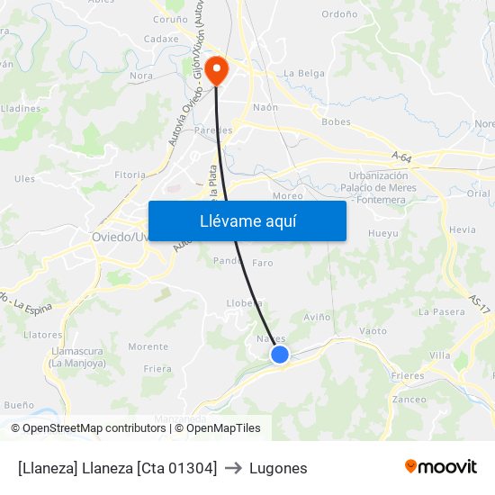 [Llaneza]  Llaneza [Cta 01304] to Lugones map