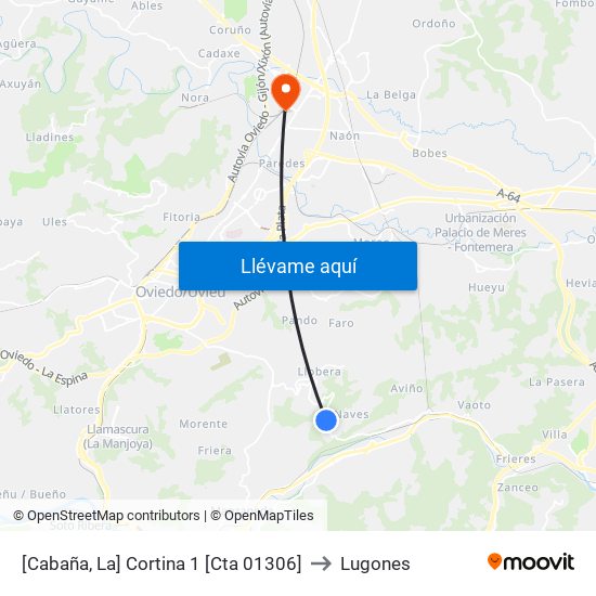 [Cabaña, La]  Cortina 1 [Cta 01306] to Lugones map