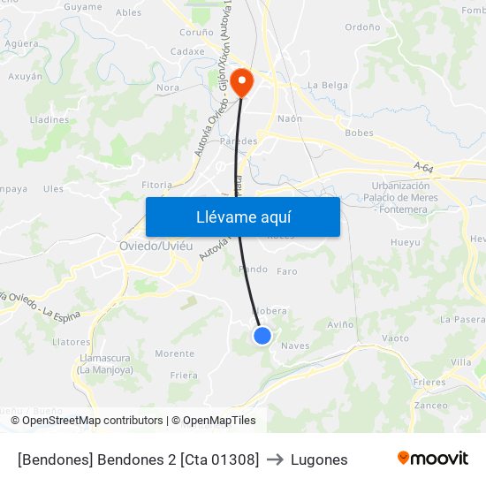 [Bendones]  Bendones 2 [Cta 01308] to Lugones map