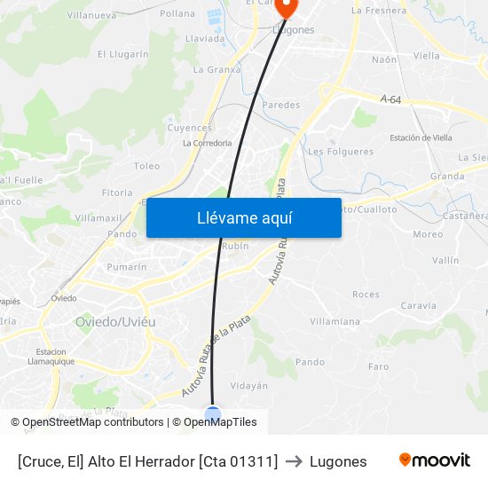 [Cruce, El]  Alto El Herrador [Cta 01311] to Lugones map