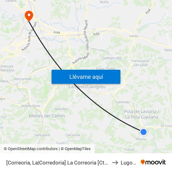[Correoria, La|Corredoria]  La Correoria [Cta 01316] to Lugones map