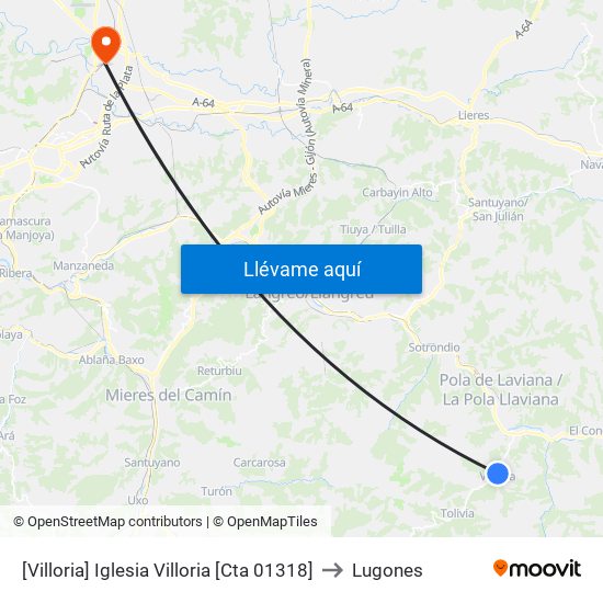 [Villoria]  Iglesia Villoria [Cta 01318] to Lugones map