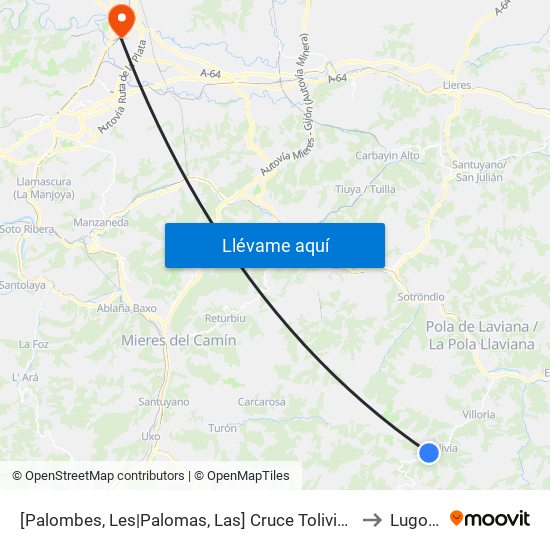 [Palombes, Les|Palomas, Las]  Cruce Tolivia [Cta 01330] to Lugones map